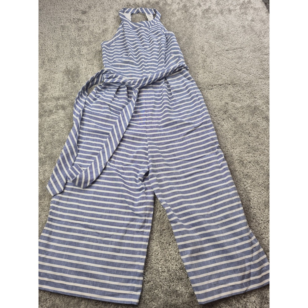 1901 Blue Striped Wide Leg Jumpsuit‎ Womens 6 cottagecore lagenlook cottage